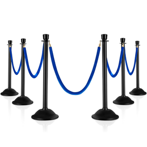 lot 15670 image: HABUTWAY 6PCS Stanchion Set, Crowd Control Barrier with 5ft Blue Velvet Rope, Red Carpet Stanchions, Delineator Post with wSturdy Base, Easy Connect Assembly,Barriers for Red Carpet, Party Props