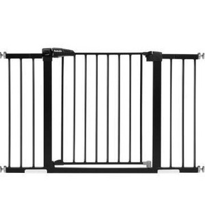 lot 15552 image: Babelio Metal Baby Gate, 29-48 Auto Close Easy Install Pet Gate, Extra Wide Walk Thru Child Safety Gate with Door, Pressure Mounted Dog Gate for Doorways & Stairs, with Y Spindle Rods, Black