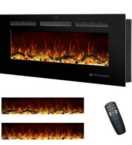 lot 15577 image: 42 Inches Electric Fireplace Inserts, Recessed and Wall Mounted Fireplace Heater for Indoor Use with Remote Control, 13 Color Flames with Log &Crystal, 9H Timer, 7501500W