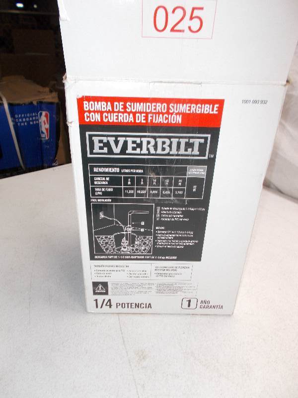 lot 4340 image: everbilt 14 hp sump pump