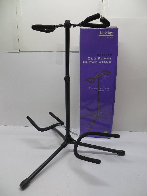 lot 1148 image: On-Stage stands duo flip-it guitar stands model GS7253B (top holder does not have tension)