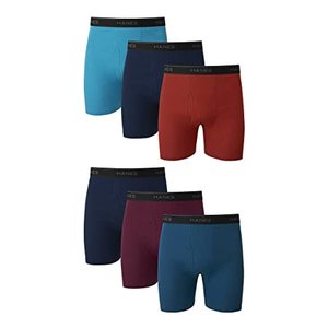 lot 1610 image: Hanes Mens Underwear Briefs, Cool Dri Moisture-wicking Cotton No-ride-up For Men, Boxer, 6 Pack - Dyed Assorted, Medium US