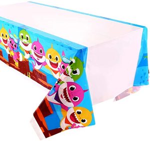 lot 1611 image: 2 Pcs Blue Shark Baby Table Cloth Plastic Disposable Tablecloth 70.8x42.5 Inch,Shark Table Cover for Baby Boy Girl1st 2nd 3rd Birthday Center Table Decorations