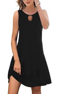 lot 1617 image: ETCYY Summer Dresses for Women 2024 Trendy Boho Floral Print Beach Cover Up Casual Spring Sleeveless Sundresses(L.Black)