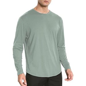 lot 1618 image: netdraw Mens Ultra Soft Bamboo Viscose T-Shirt Curve Hem Lightweight Cooling Long Sleeve Casual Basic Tee Shirt (Sage, Large)