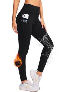 lot 1634 image: G Gradual Womens Fleece Lined Winter Leggings with Pockets Water Resistant High Waisted Thermal Warm Pants Running Hiking(Black,S)