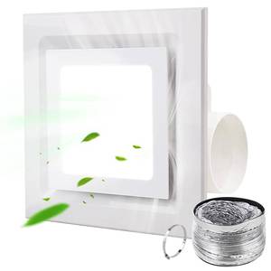lot 1662 image: Bathroom Exhaust Fan with LED Light Ceiling Mount Ventilation Fan, 110 CFM 1.0 Sones 4 Inch Duct, Quiet Square Bathroom Fan Light Combo