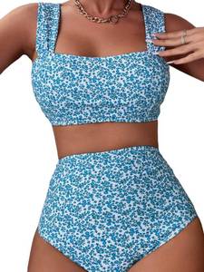lot 1680 image: MakeMeChic Womens High Waisted Bikini Sets Ditsy Floral 2 Piece Swimsuit Bathing Suit Floral Blue M