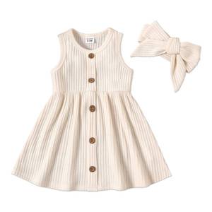 lot 1682 image: PATPAT Baby Girls Sleeveless Dress Infant Crewneck Solid Rib Knit Tank Skirt Dress 6-9 Months