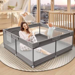 lot 1692 image: XVISHX Baby Playpen 50 x 50 Inch Play Pen Playards, Playpen for Babies and Toddlers, Baby Playard for Indoor & Outdoor Active Center Game Fence, with Skin-Friendly Fabric and Soft Breathable Mesh Grey