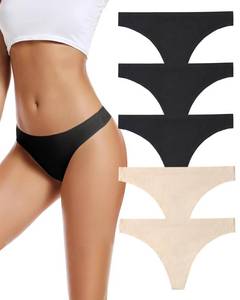lot 1696 image: voenxe Seamless Women Underwear Thongs Tanga,No Show Ladies Thong,No Line Breathable Comfortable Panties for Women 5-Pack Small