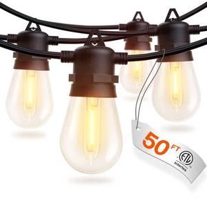lot 1722 image: addlon 50FT LED Outdoor String Lights with Edison Shatterproof Bulbs, Weatherproof Strand, Commercial Grade Patio Lights, Decorative for Garden or Patio, Black
