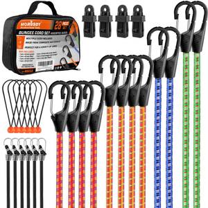 lot 1724 image: HORUSDY 28-Piece Premium Bungee Cords with Hooks, Includes 10, 18, 24, 36, 48 Bungee Cords, Bungee Cords Assortment (10 to 48 Inch)