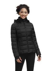 lot 1726 image: SLOW DOWN Women Down Puffer Jacket with Hood Hooded Winter Down Puffer Coat for Women with Faux-Fur Hood & Collar(Black, S)