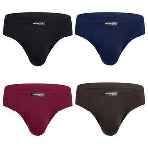 lot 1729 image: wirarpa Mens Underwear Modal Microfiber Briefs No Fly Covered Waistband Silky Touch Underpants 4 Pack Black Navy Burgundy Brown, X-Large