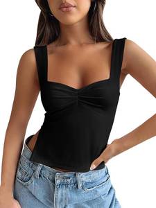 lot 1744 image: ANRABESS Womens Crop Tank Tops Sexy Sleeveless Sweetheart Neck Backless Split Going Out Cropped Top Y2K Summer Outfits Black Small