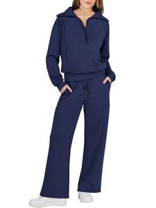 lot 1753 image: Caracilia Womens 2 Piece Outfits Lounge Sets Oversized Sweatshirt Sweatpants Sweatsuit Matching Sweat Set 2024 Fall Tracksuit Navy Blue X-Large