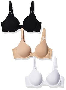 lot 1756 image: Fruit of the Loom Womens T-Shirt Bra, Black HueSandWhite, 34B