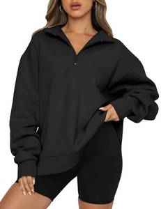 lot 1779 image: Trendy Queen Womens Oversized Sweatshirts Fall Fashion Hoodies Half Zip Pullover Long Sleeve Shirts Clothes Outfits Black M