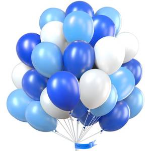 lot 1782 image: PartyWoo Blue and White Balloons 100 pcs 12 inch Royal Blue Balloons Light Blue Balloons White Balloons Blue Balloons Latex Balloons for Boys Christening, Cinderella Party, Boys 1st Birthday