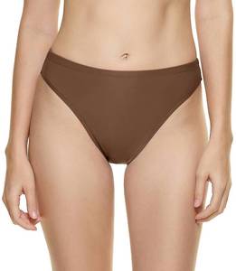 lot 1788 image: Bellecarrie Womens Bikini Bottoms High Cut Tankini Swimsuit Bottoms Mid Rise Swim Briefs, Brown, M
