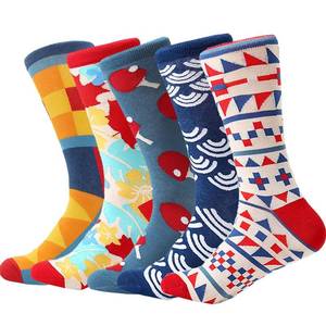 lot 1793 image: DRASEX Mens Dress Sock Funky Colorful Patterned Cotton Casual British Crew Sock