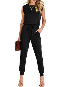 lot 1794 image: ANRABESS Womens Summer Crewneck Sleeveless Casual Dressy Loose Stretchy Jumpsuits Rompers 2024 Trendy Outfits Black Medium