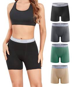 lot 1797 image: wirarpa Womens Boxer Briefs Cotton Underwear Anti Chafing Boy Shorts Panties 5.5 Inseam 4 Pack Assorted Large