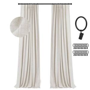 lot 1801 image: zeerobee 100% Black Out Curtains for Bedroom Window Linen Black Out Curtains 96 Inch Long 2 Panels Set, Thermal Insulated Black Out Curtains & Drapes, W50 x L96, Beige