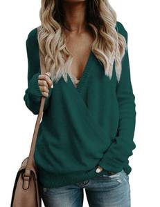 lot 1803 image: softome Womens Sweaters Criss Cross Knit Fuzzy Pullover Sweater Long Sleeve Soft Comfy Jumper Tops Green 3X-Large
