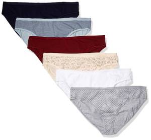 lot 1815 image: Amazon Essentials Womens Cotton Bikini Brief Underwear (Available in Plus Size), Pack of 6, MulticolorDotsFloralStripe, 4X
