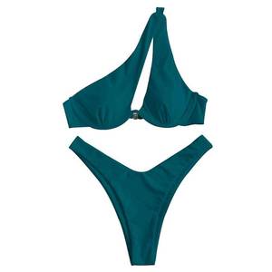lot 1837 image: ZAFUL One Shoulder Bikini Cut Out Ribbed Underwire Swimsuit 8
