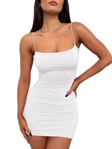 lot 1848 image: LILLUSORY White Dress Summer Dresses for Women 2024 Mini Dress Graduation Dress for Women Cute Cocktail Dresses Medium