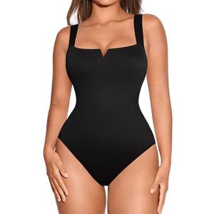 lot 1849 image: FeelinGirl Black Bodysuit for Women Tummy Control Square Neck Tops Slimming Bodysuits Tank Top Body Suits Going Out Tops Black XXL