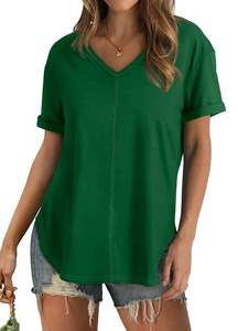 lot 1855 image: Black Shirts for Women Short Sleeve Vneck Tops Spring Clothes Casual Dressy L