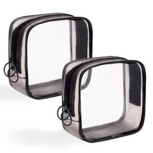 lot 1857 image: LYroo Black Small Makeup Bag Clear Mini Makeup Zipper Pouch Makeup Bag Small Cosmetic Bag for Purse Essentials Items Women Coin Purse Aesthetic Stuff(2 Pack)