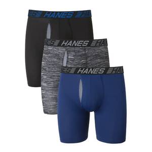 lot 1861 image: Hanes Mens X-Temp Total Support Pouch Boxer Brief, Anti-Chafing, Moisture-Wicking Underwear, Multi-Pack, Long Leg-Assorted, Large