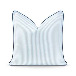 lot 1887 image: Hofdeco Premium Coastal Hampton Style Patio Indoor Outdoor Pillow Cover Only, 20x20 Water Resistant for Backyard, Couch, Blue Stripe
