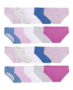 lot 1891 image: Fruit of the Loom Girls Cotton Hipster Underwear, 20 Pack-Fashion Assorted, 6