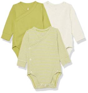 lot 1897 image: Amazon Essentials Unisex Babies Cotton Long-Sleeve Side Snap Bodysuit (Previously Amazon Aware), Pack of 3, Off-White, 9 Months