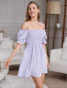 lot 1736 image: Zesica Womens Off the Shoulder Dress Light Purple L
