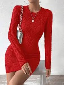 lot 1867 image: Womens Knit Sweater Dress Red Large