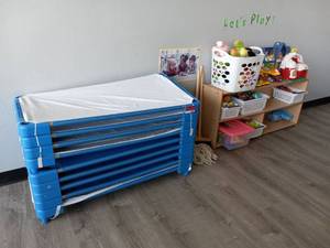 lot 5338 image: (9) Childrens Cots And Lot Of Toys