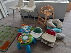lot 5363 image: (3) High Chairs (3) Situp Pillows And Toys