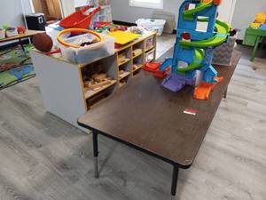 lot 5381 image: Childrens Block Storage Cubby And Desk
