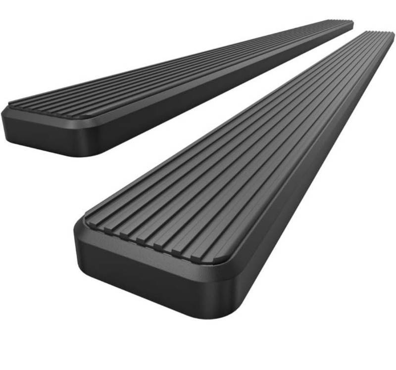 lot 17352 image: APS 4in Black iBoard Running Boards Compatible with Chevy Silverado GMC Sierra Double Cab 99-13