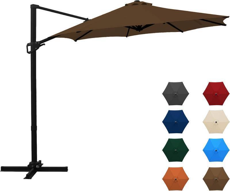 lot 8444 image: 10ft Outdoor Offset Hanging Cantilever Patio Umbrella Large Sun Tilt Umbrella 360 Degree Rotation for Yard Patio Garden Backyard Beach Pool