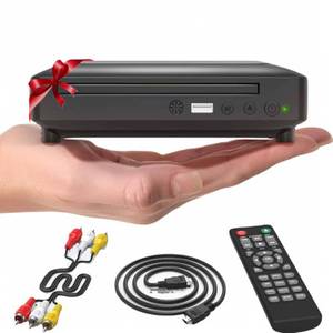 lot 19202 image: Ceihoit Mini HD DVD Player, CD Players for Home, DVD Players for TV, HDMI and RCA Cable Included, Up-Convert to HD 1080p, All Region, Breakpoint Memory, Built-in PALNTSC, USB 2.0