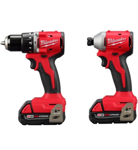 lot 19313 image: Milwaukee 3610-22CT M18 18V Li-ion Brushless Cordless Compact Hammer DrillImpact Combo Kit (2-Tool) (New Gen), Red - Retail $295
