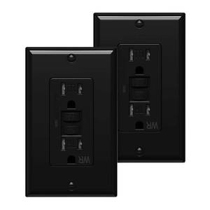 lot 19592 image: 2 Pack WEBANG Self-Test GFCI Outlets, Tamper-Resistant and Weather-Resistant, GFCI Receptacle with LED Indicator, Decorative Wall Plates and Screws Included, 15 Amp125 Volt, UL Listed, Black